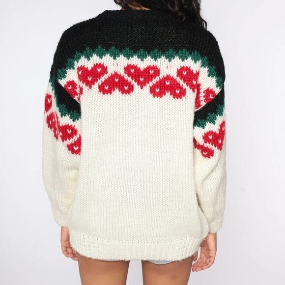 Vintage Partners Mervyns Red Rose Floral Retro Kawaii Heart Sweater Size Small - Picture 3 of 8